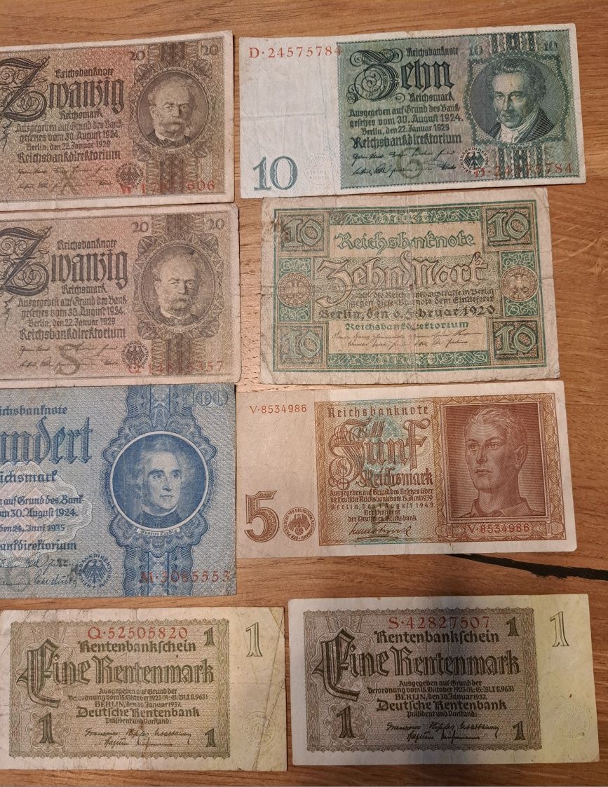 Banknoty Zabytkowe Niemcy od 1908 r. Cena za komplet