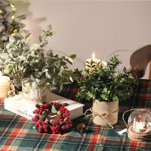 Sztuczne Rośliny w Doniczkach Betonowych 4szt