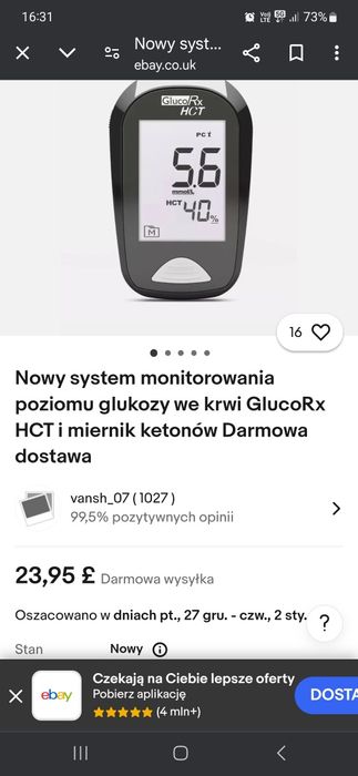 Glukometr GlucoRx HCT