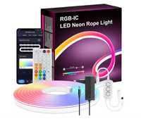 Taśma LED Neon RGB z IC 12v Elastyczna Wodoodporna IP67 Silikonowa 5m