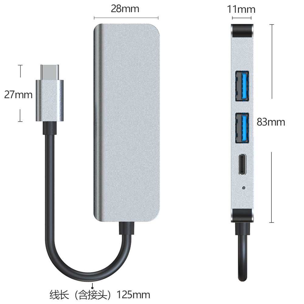 Rozgałęziacz USB HUB przejściówka USB-C 4w1 2xUSB HDMI