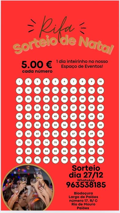 Salão de Festas / Sorteio de Natal/ Por apenas 5 Euros