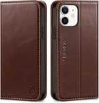 Shieldon naturalne etui skórzane do iPhone 12 / 12 Pro portfel brązowe