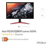 Acer KG241QSBIIP czarny 165Hz 1ms 1920x1080