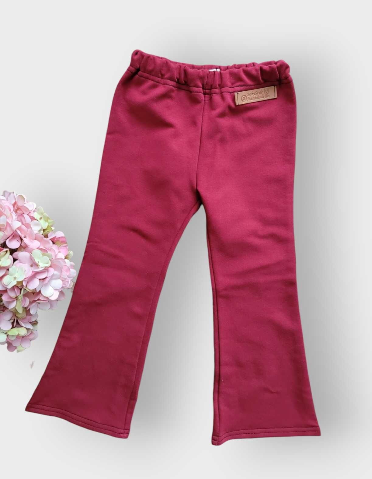 DRES dla dziewczynki HANDMADE spodnie DZWONY  bluza w kwiaty