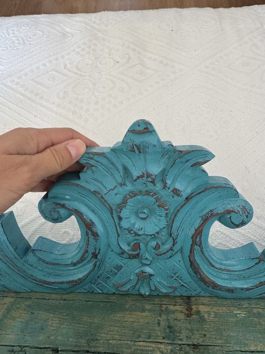 Estante madeira vintage azul turquesa