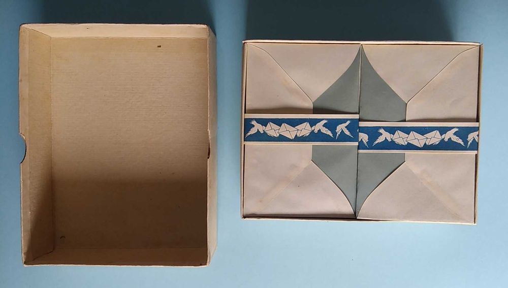 RARA Caixa de Envelopes de Carta "ALJUBARROTA" anos 50, novos sem uso.