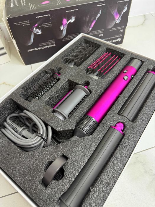 Стайлер для волосся Dyson Airwrap Complete Long 6 насадок | фуксія
