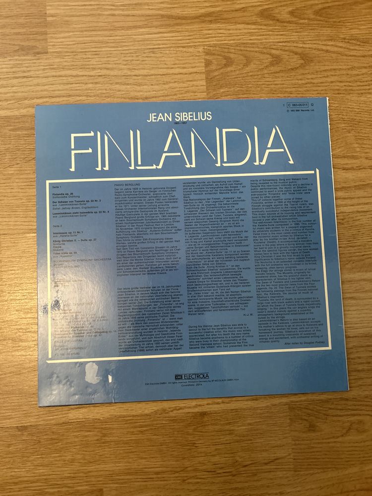 Plyta winylowa Jean Sibelius Finlandia