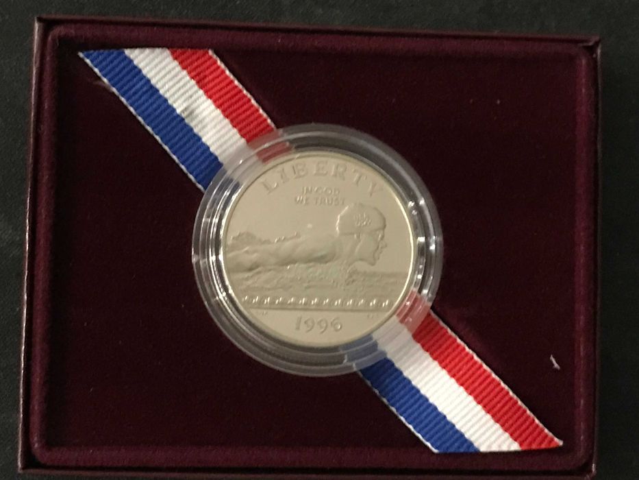 USA - 0,5 Dolar Cobre - XXVI JO, Atlanta 1996 -Natação- Proof c/Estojo