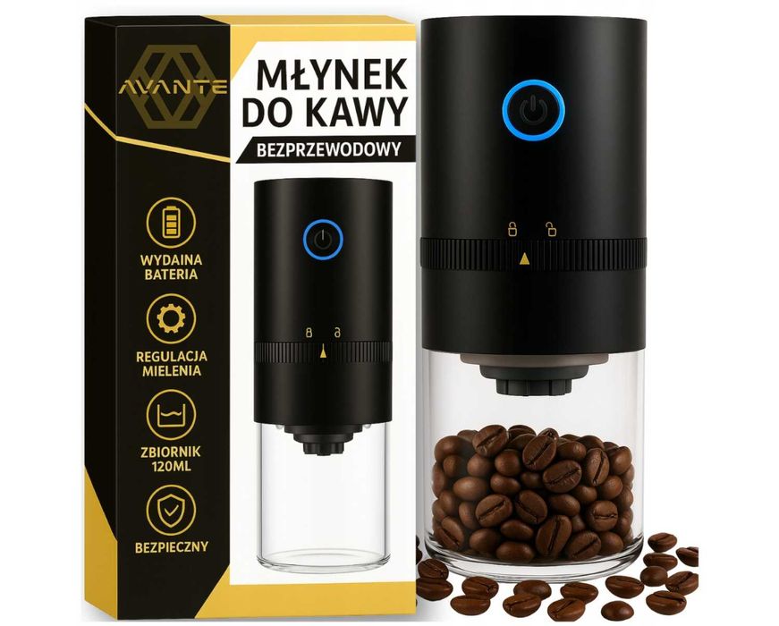 Mini Elektryczny Młynek do Mielenia Kawy Przenośny Wydajny Mocny
