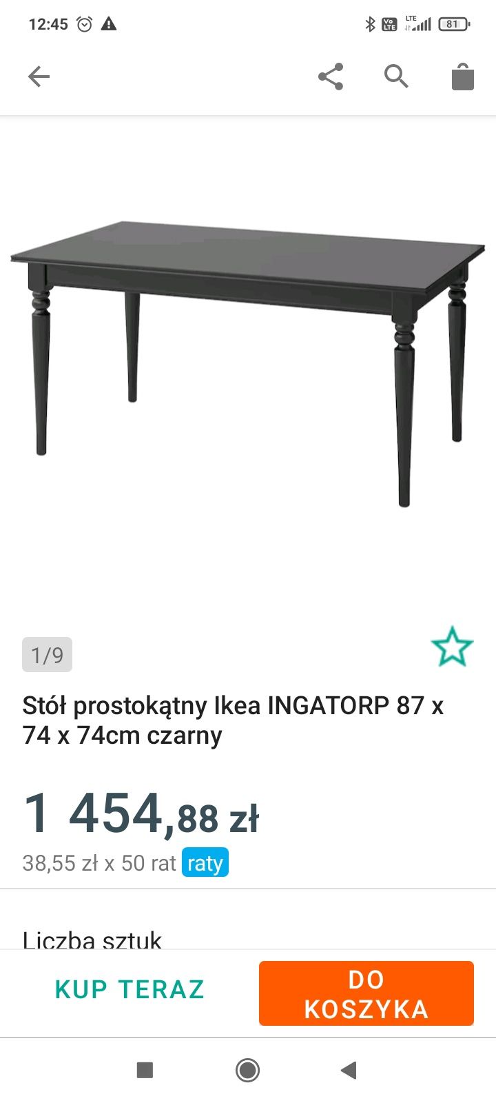 Nowy stół Ikea plus 4 krzesła