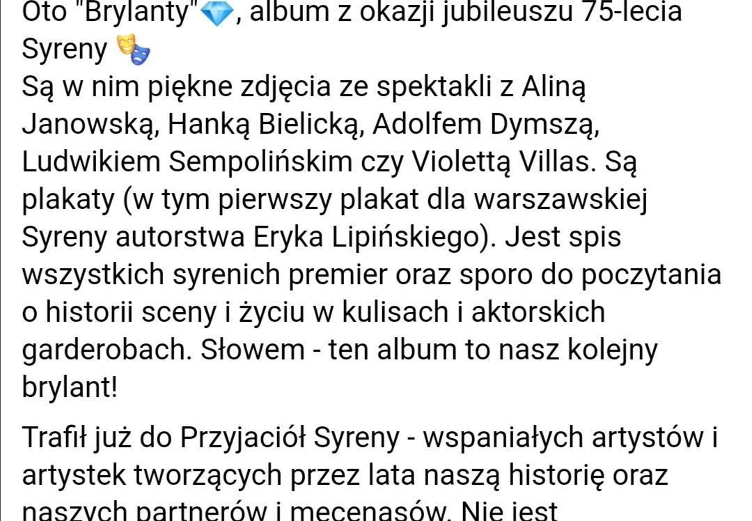 Unikat Album Brylanty Artyści Syreny od 20-lecia do roku 20-go teatr w