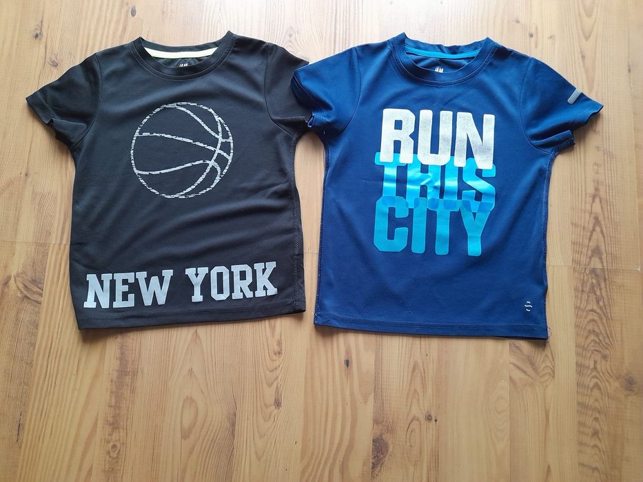 2 bluzeczki sportowe z krótkim rękawkiem 110/116 h&m
