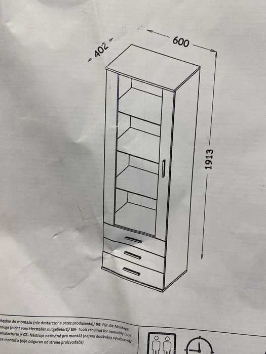 Regał szafka słupek oszklony