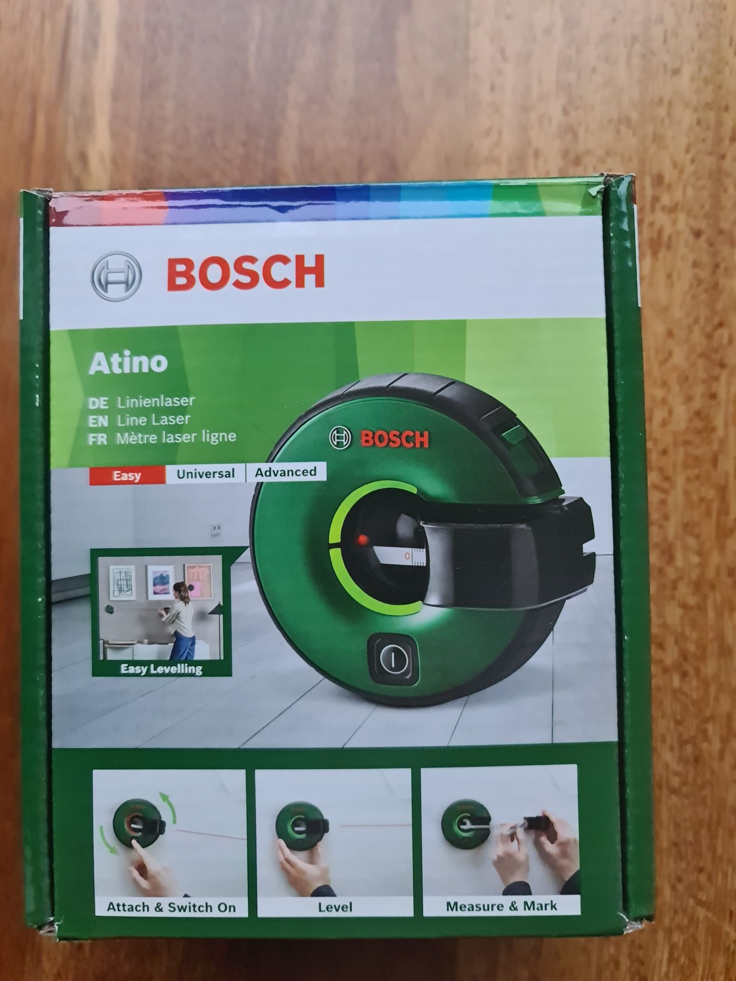 Laser liniowy/taśma pomiarowa Atino Bosch narzędzie pomiarowe 2w1