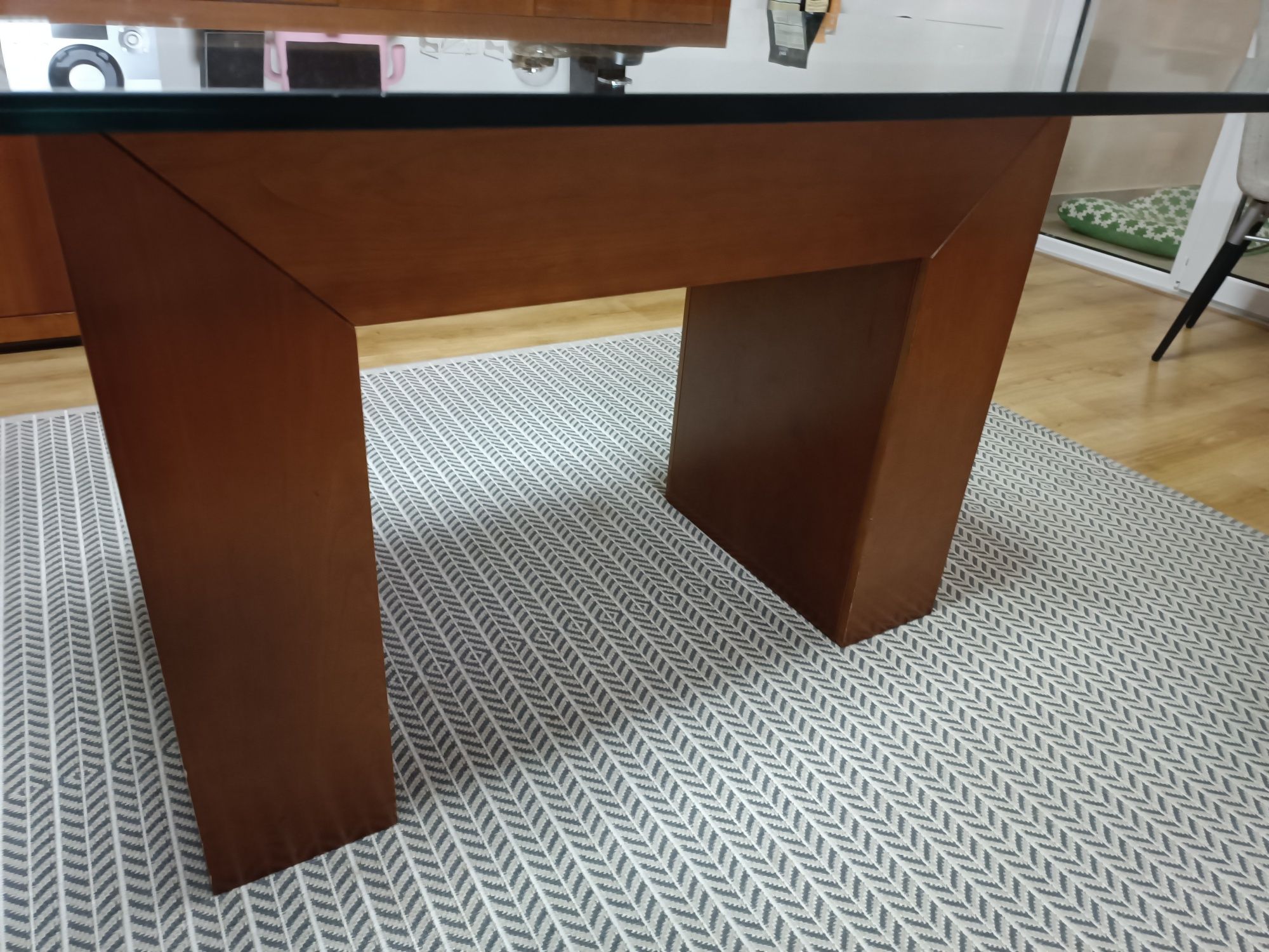 Mesa vidro/madeira jantar