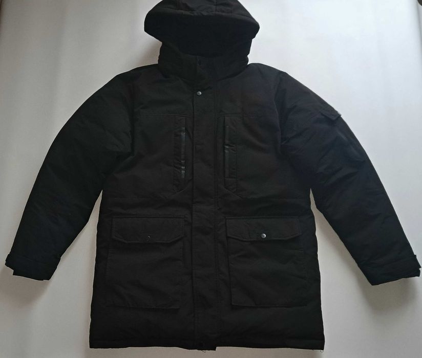 Мужская зимняя удлинённая чёрная куртка пуховик парка tnf XL