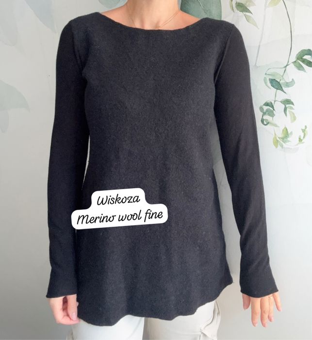 Sweter merino wool welna wiskoza s m zima cieply miekki