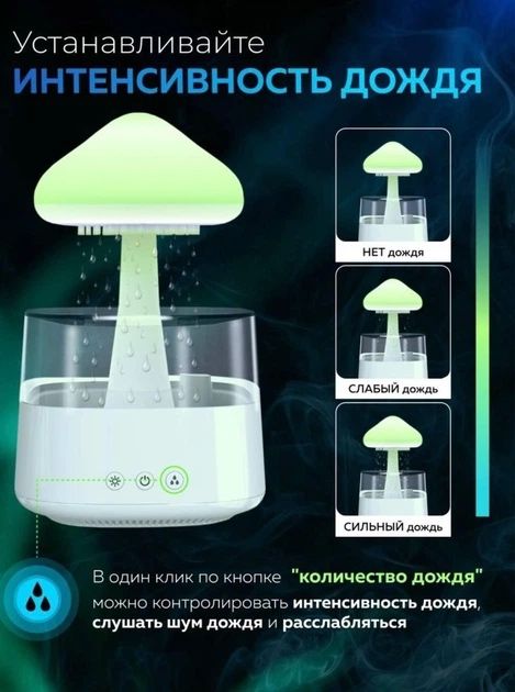 Зволожувач повітря з ночником з ефектом дождя, увлажнитель воздуха