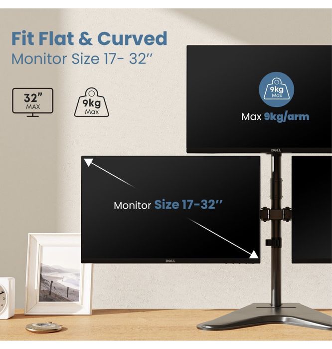 Suporte até 3 monitores (17 a 32”) com base robusta