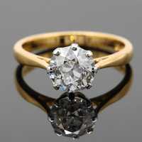 Złoty pierścionek z diamentem w starym szlifie około 1.95ct GIA
