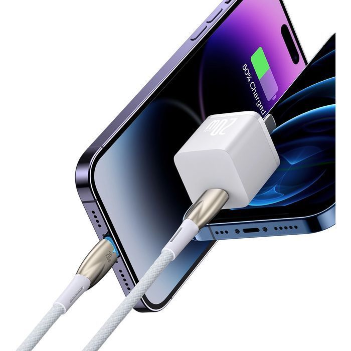 Baseus Glimmer Series kabel USB-C - Lightning 480Mb/s PD 20W 1m biały