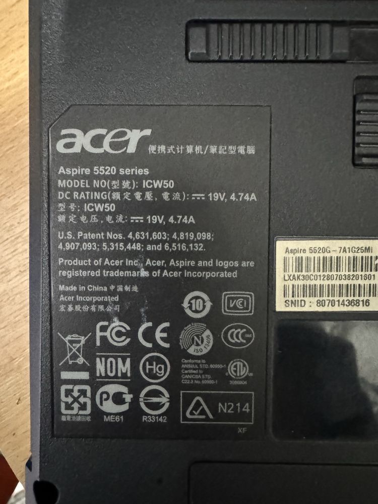 Ноут бук acer 5520