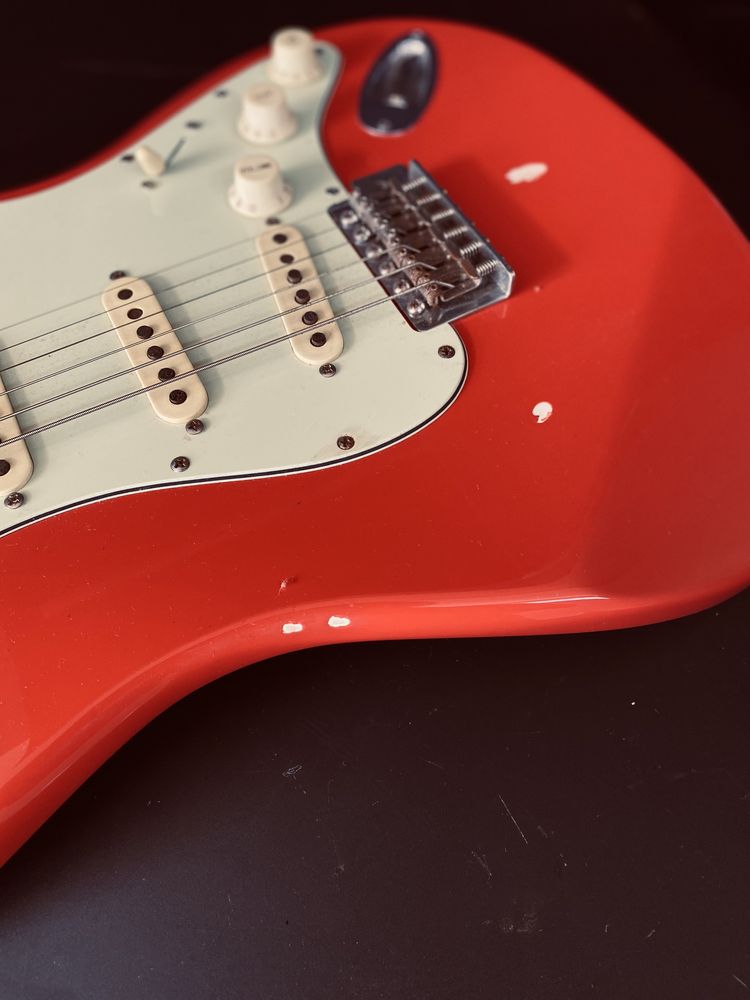 Fender stratocaster custom shop 63 copy handmade fiesta red relic
