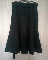 Czarna spódnica z klosza midi + pasek S/M, dł. 70cm galowa