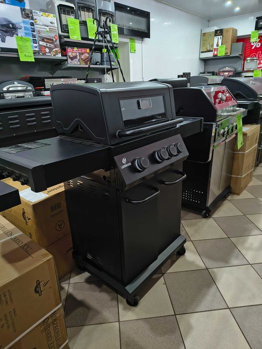 Solidny Grill gazowy z szybą miejscem na butle LANDMANN  BLACKCOOK 3+1