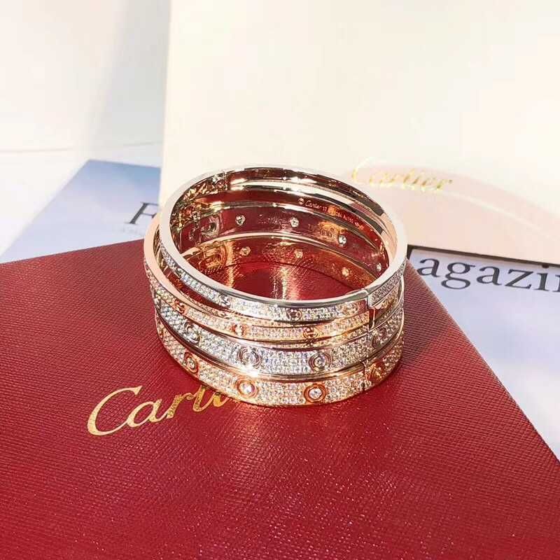 Браслет широкий/узкий|с бриллиантами — Cartier Love Paved/Diamond