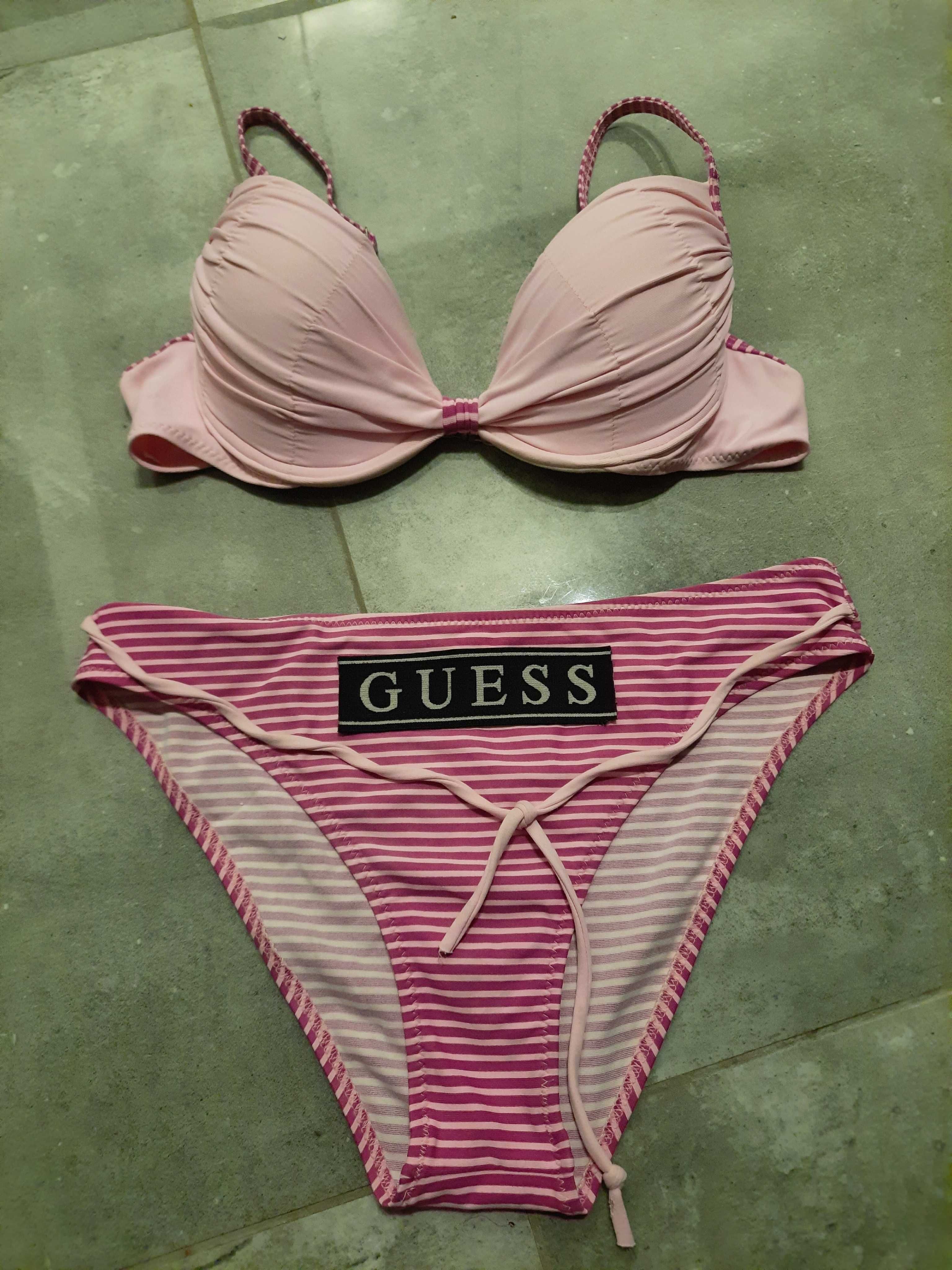 Stroj kapielowy kostium guess rozowy 40 L  75 c push up dwuczęściowy