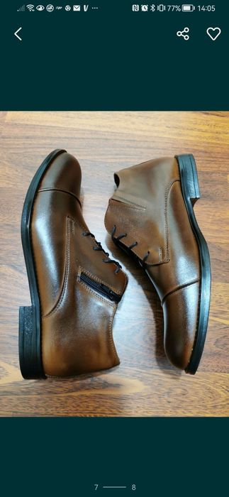 Eleganckie Skórzane Ocieplane Buty Męskie Lekkie Wygodne Tylko Roz.44