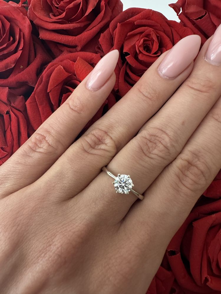 Pierścionek z diamentem, 0,73 ct VVS2 D, białe złoto, z brylantem