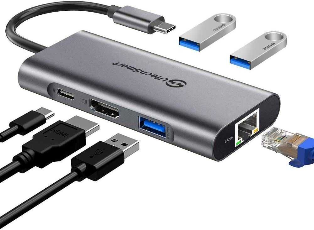 USB C Hub, UtechSmart 6 In 1 USB C to HDMI Adapter with 1Gb Ethernet