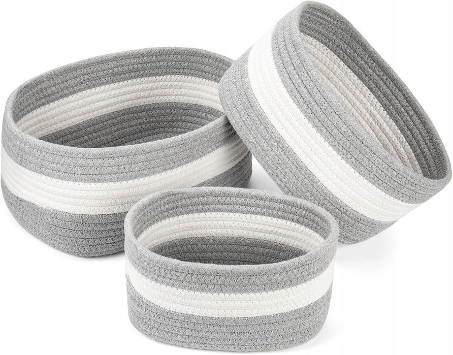 bigo zestaw 3 koszy do przechowywania z liny na zabawki