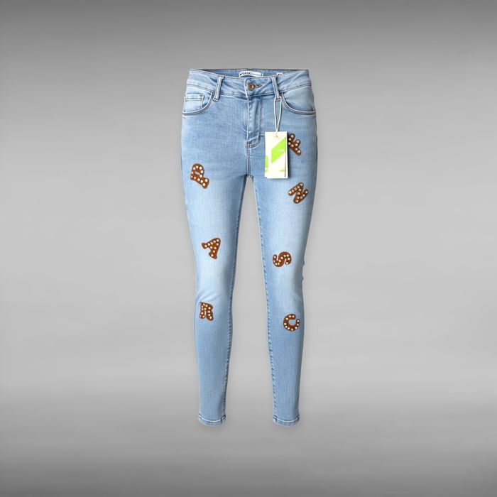 SPODNIE jeansy damskie M.Sara push up, litery XS