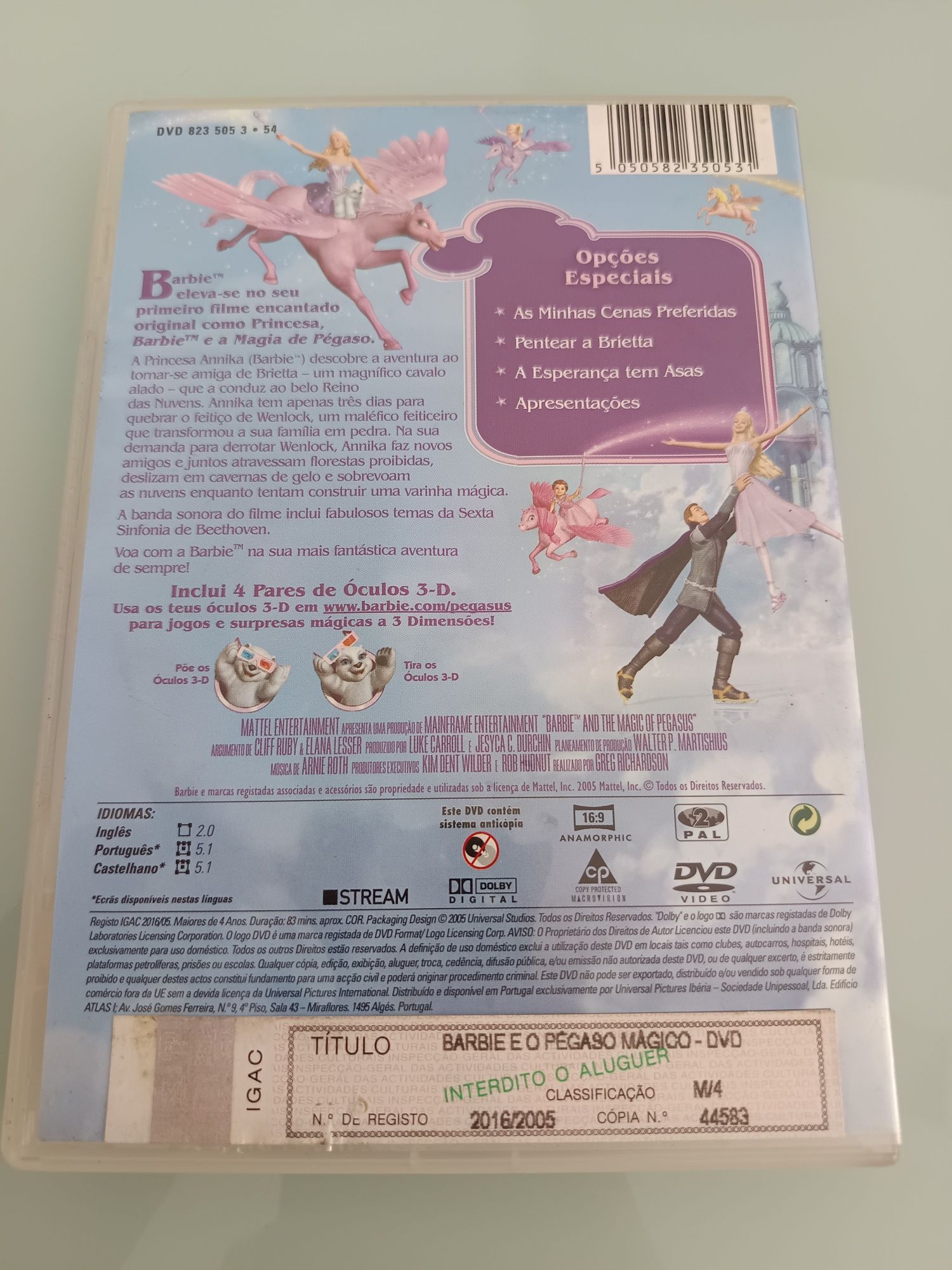 DVD Barbie pégaso magico contém os óculos 3D