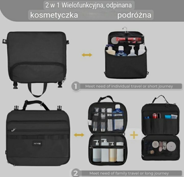 Kosmetyczka podróźna turystyczna KYG super jakość czarna