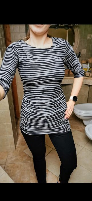 Bluzka tunika sweterek ciepła w paski 36 S