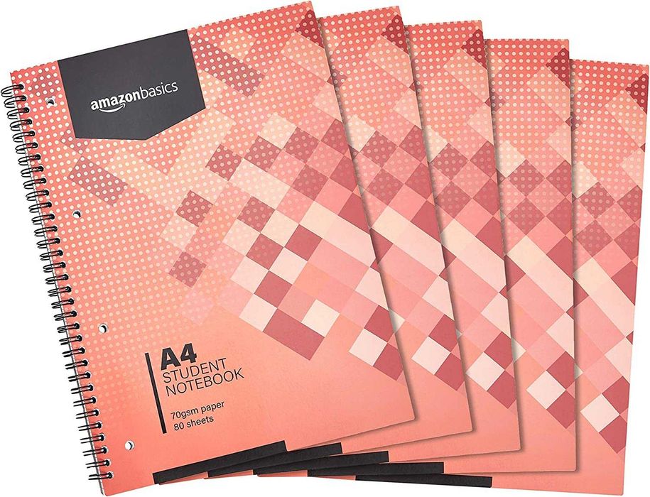 5x Zeszyt w kratkę szkolny A4/80k brulion notes perforacja segregator