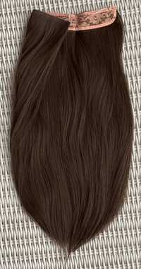 Włosy doczepiane, ciemny brąz, włosy na żyłce ( 431 )