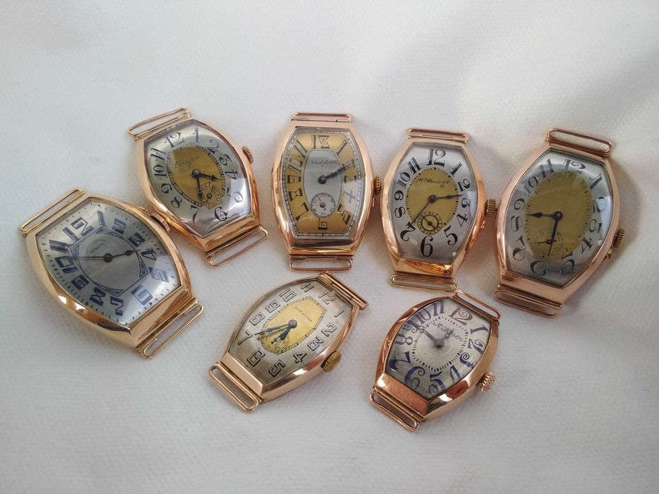 Longines złoty zegarek beczka 14 k,583 próba , 1920 lat