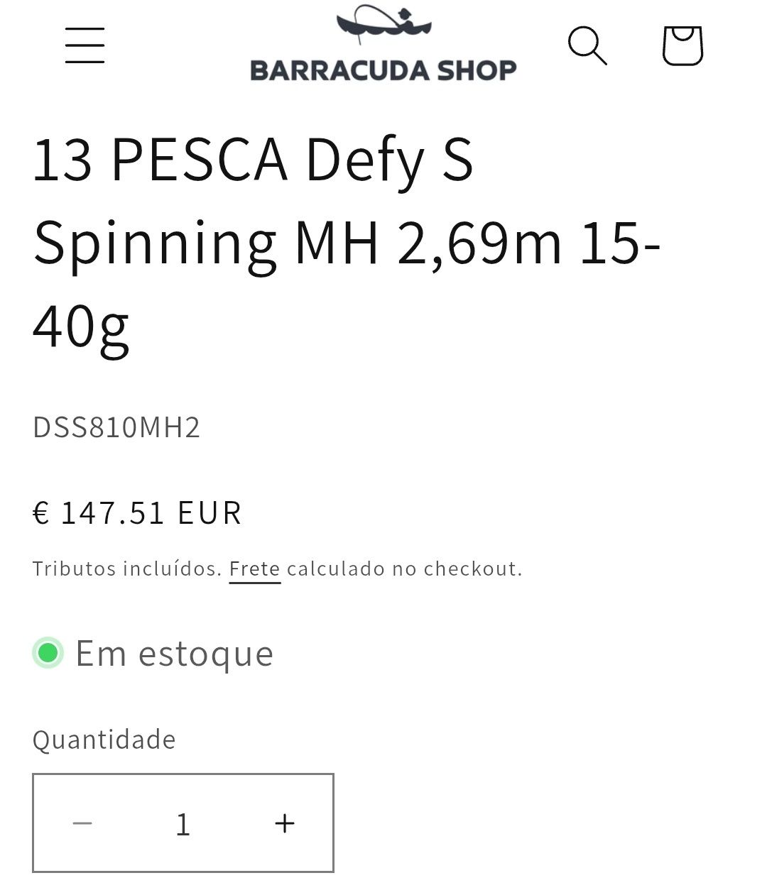 Cana pesca 13 fishing defy S 2.70M