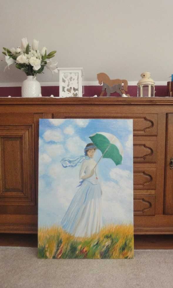 Obraz olejny reprodukcja 2019r. Claude Monet - kobieta z parasolką