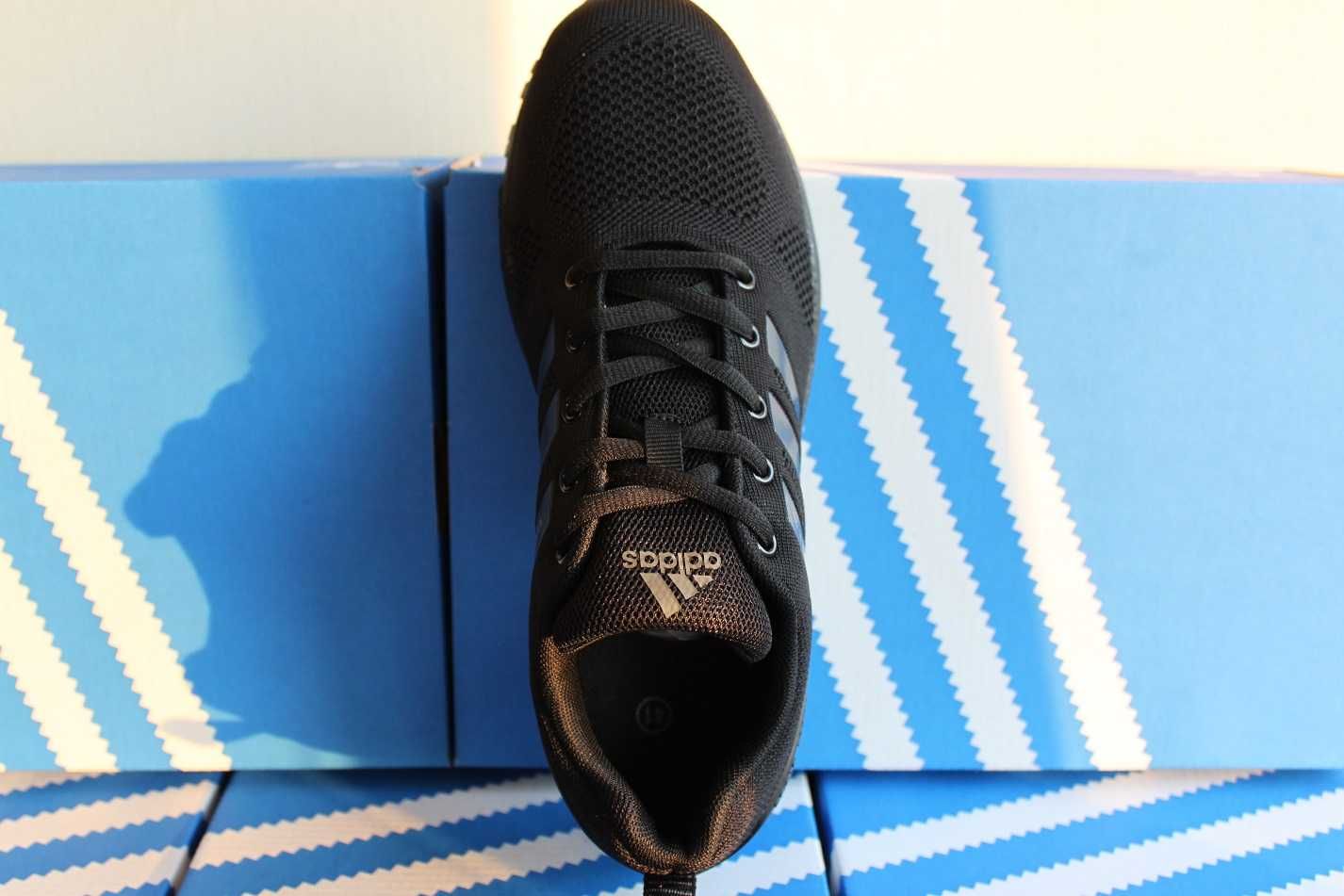 Adidas Marathon - черные кроссовки туфли кросівки сетка(код:5158-6чер)