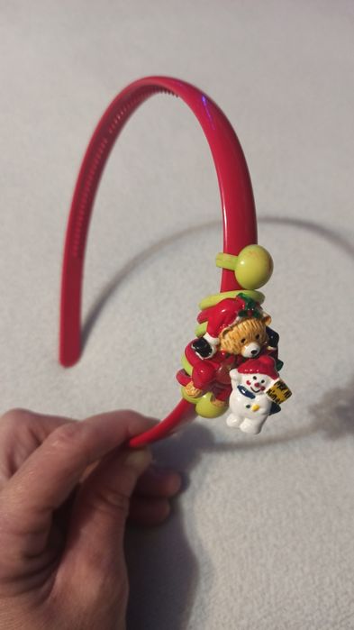 Opaska do włosów dla dziewczynki z Mikołajem Ozdoba do włosów Mikołaj