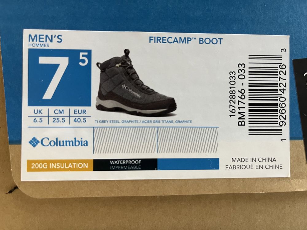 Зимние ботинки Columbia Firecamp мужские 40.5 Оригинал из США