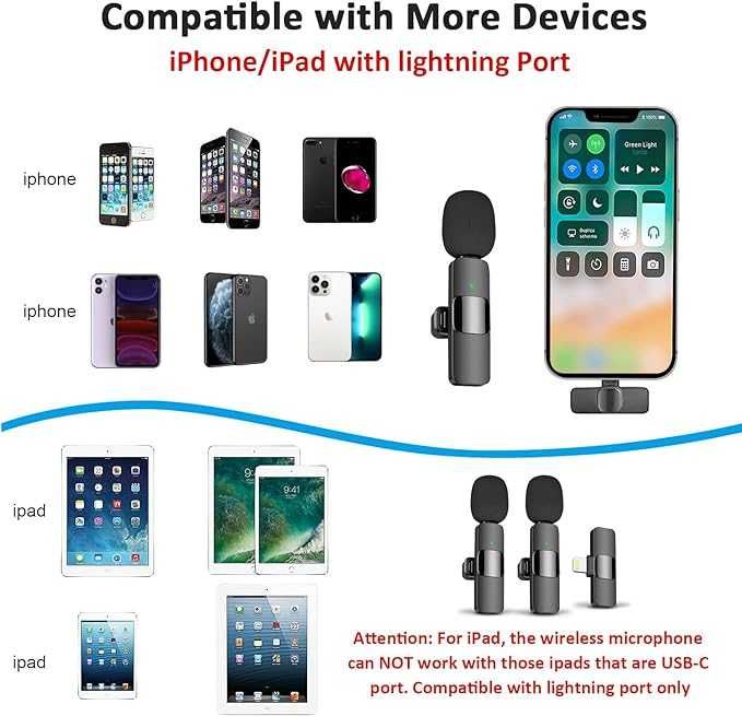 Bezprzewodowe mikrofony krawatowe do iPhone'a, iPada